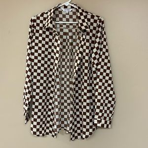 Steve Madden button up size M, brown and cream checkers, light feel